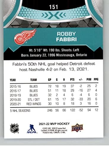 2021-22 Üst Güverte MVP 151 Robby Fabbri Detroit Red Wings Resmi NHL Hokey Kartı Ham (NM veya Daha İyi) Durumda