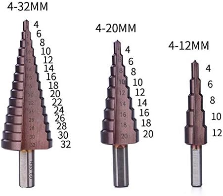 Ağaç işleme Adım Matkap Kobalt Adım Matkap seti 4-12/4-20/4-32 Mm Matkap Güç Aracı İçin Metal Koni Üçgen Shank Kesici Bit (Renk : 8000442)