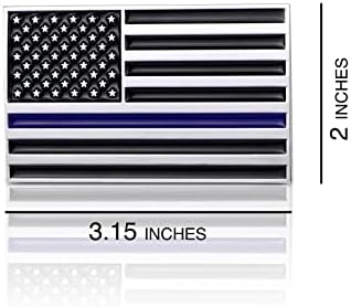 3D İnce Mavi Çizgi Amerikan Bayrağı araç amblemi, 3.15 x 2 ABD Bayrağı Metal Etiket, Destek Polis ve Kolluk Kuvvetleri, Kamyon, Araba,