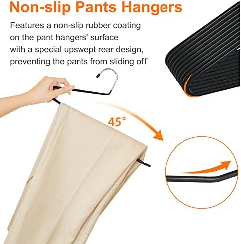 ELONG HOME Masif Ahşap Askılar 20'li Paket ve Gevşek Pantolon Askıları, 30'lu Paket Açık Uçlu Tasarım Dayanıklı Pas Önleyici Krom Metal