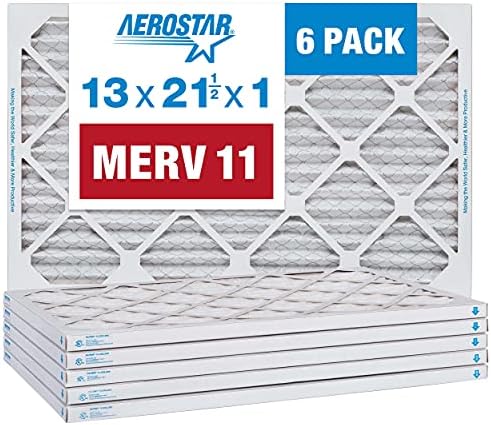 Aerostar 13x21 1 / 2x1 MERV 11 Pileli Hava Filtresi, AC Fırın Hava Filtresi, 6 Paket (Gerçek Boyut: 12 7/8 x 21 1/2 x 3/4)