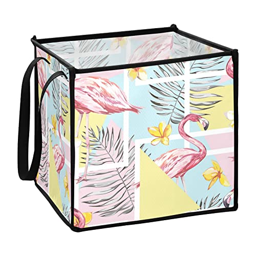 Flamingo saklama kutusu Katlanabilir Oyuncak Depolama Sepeti Küp çamaşır sepeti Su Geçirmez Kreş Sepet Çocuklar için Kolları ile Oyuncaklar