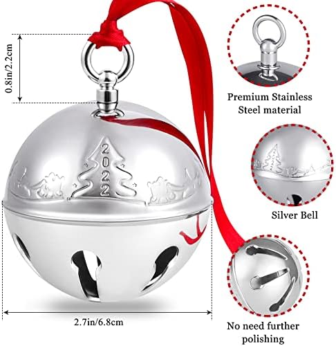 2022 Noel Çan Süsler Noel Ağacı, Kızak Çan Dekorasyon Gümüş Çan Süsleme Yıldönümü Hatıra Kazınmış Tatil Çan