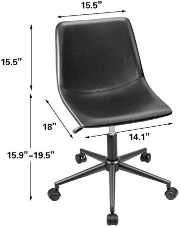 Furmax Orta Geri Görev Sandalye PU Deri Ayarlanabilir Döner Ofis Koltuğu Kova Koltuk Kolsuz Bilgisayar Sandalye Modern Düşük Geri Masa