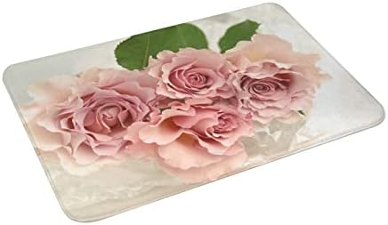Banyo Halıları Vintage Pembe Güller Rugosa Çiçek Tasarım paspas Açık Paspas Kaymaz Emici Banyo Halısı Halı Ev Giriş Mutfak
