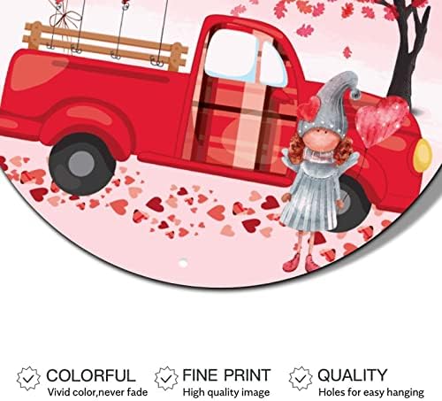 Yuvarlak Metal sevgililer Günü Çelenk Işaretleri Aşk Ağacı Kırmızı Kalp Kamyon Gnome Pembe Tabela Yıldönümü Duvar Sanatı Vintage Alüminyum